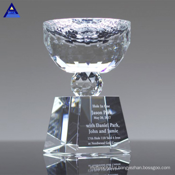 Company Award Ceremony Custom Logo Souvenir Gift Big Glass Crystal Trophy Cup